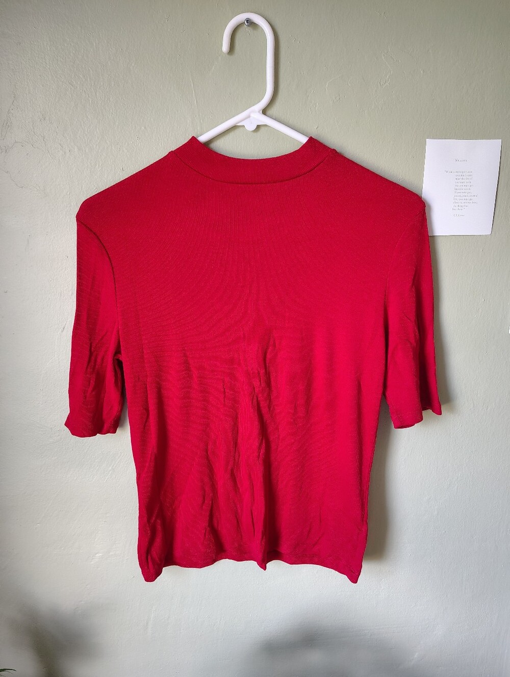 A New Day Women's Medium Red Short-Sleeve Mock Neck Top